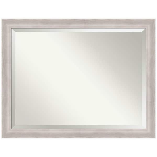 Amanti Art Beachwood Grey 45 in. x 35 in. Beveled Coastal Rectangle Wood Framed Bathroom Wall Mirror in Gray