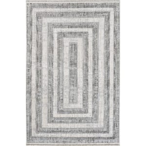 Violette Gray 5 ft. x 8 ft. Striped Tasseled Area Rug