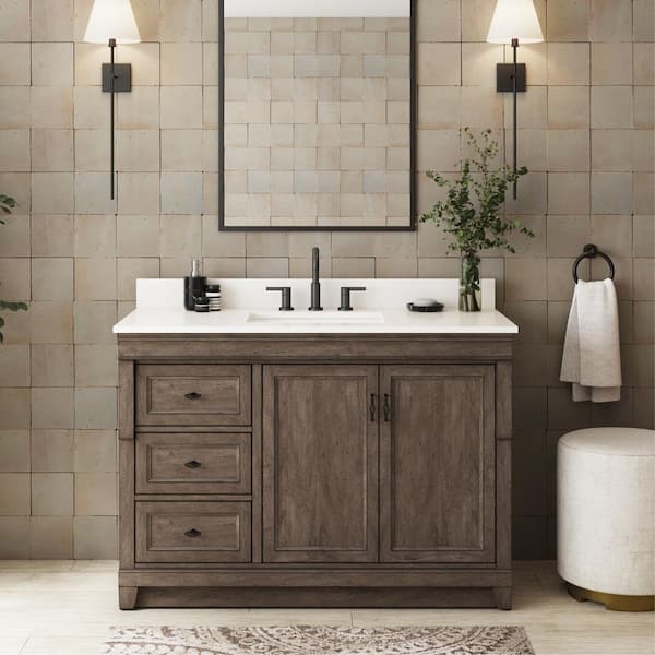 Naples 48 in. W x 21.63 in. D x 34 in. H Bath Vanity Cabinet without Top in Distressed Grey