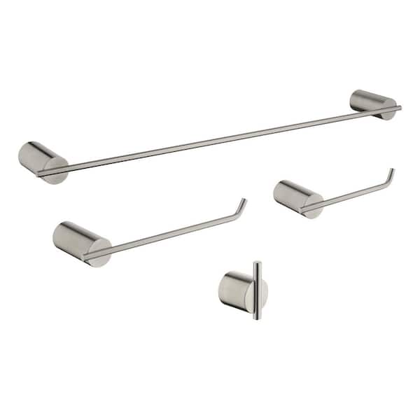 JimsMaison 4-Piece Bath Hardware Set in Brushed Nickel