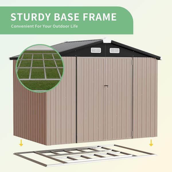 Sizzim 8 ft. W x 6 ft. D Metal Storage Shed with Metal Floor Base