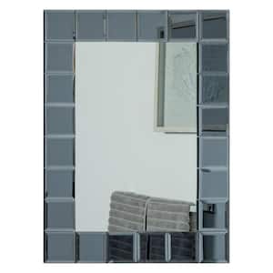 Montreal 24 in. W x 32 in. H Rectangular Beveled Edge Frameless Wall Mount Bathroom Vanity Mirror in Grey