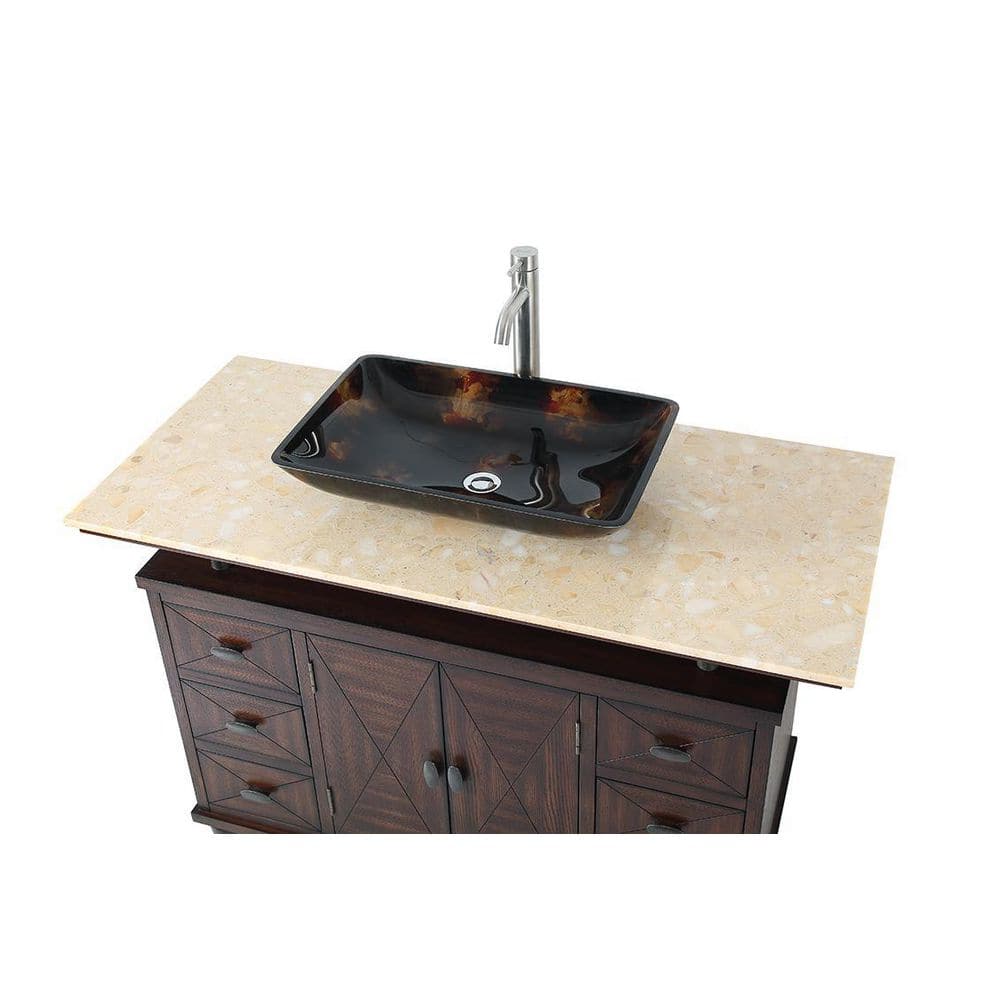 Verdana 48" Dark Brown Wood Bathroom Vanity with Yellow Marble Top