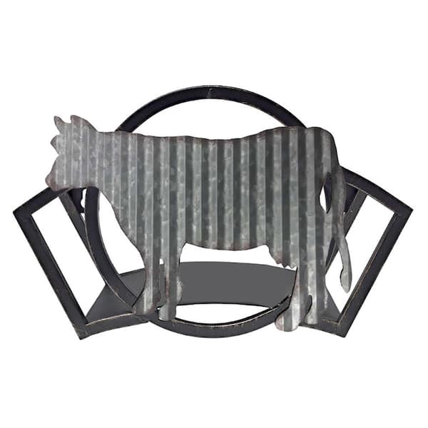 LIBERTY GARDEN 125 ft. Black Steel Galvanized Cow Wall Mounted Garden Hose Reel