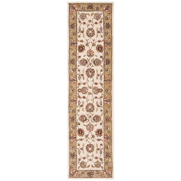 Total Performance 2 ft. x 9 ft. Ivory/Beige Floral Border Runner Rug
