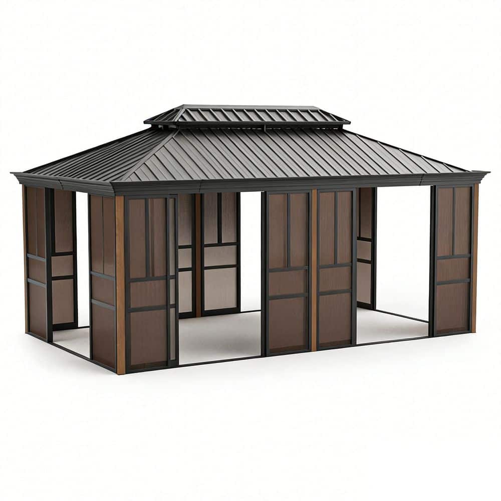 Double Roof Series 12 ft. x 20 ft. Dark Brown Sunroom with Drainage Channel price history on PriceWatchPro