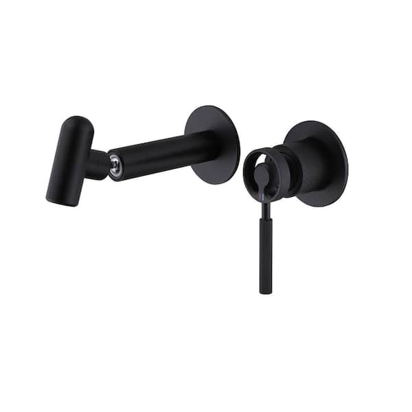 Tomfaucet Single Handle Wall Mounted Bathroom Faucet in Matte Black