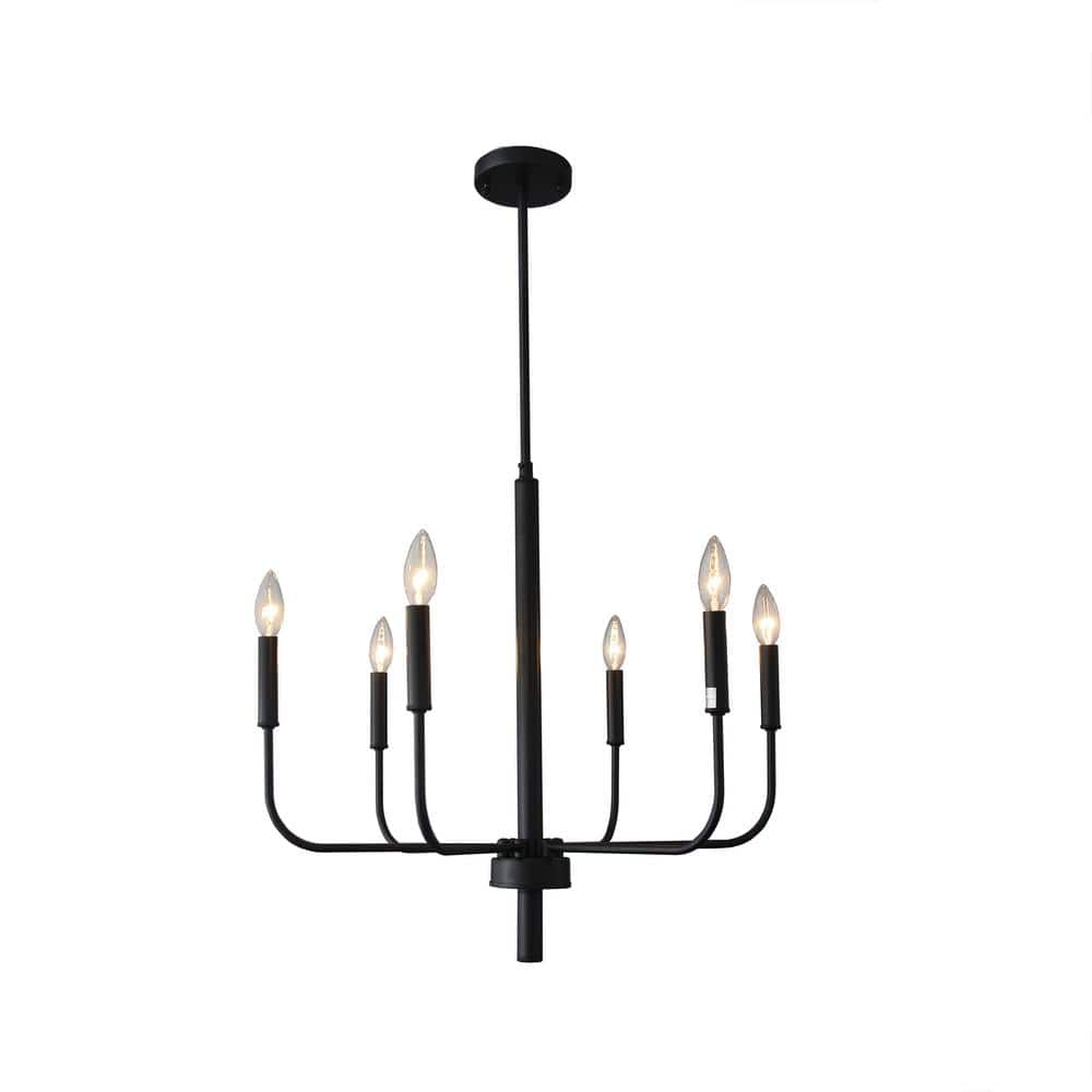 6Light Matte Black Candlestick Chandelier LZ386 The Home Depot