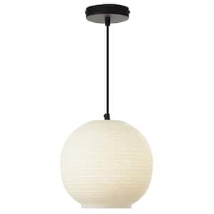 Indra 40-Watt 1-Light Orb-Shaped Pendant Light with White Hand Blown Glass Shade