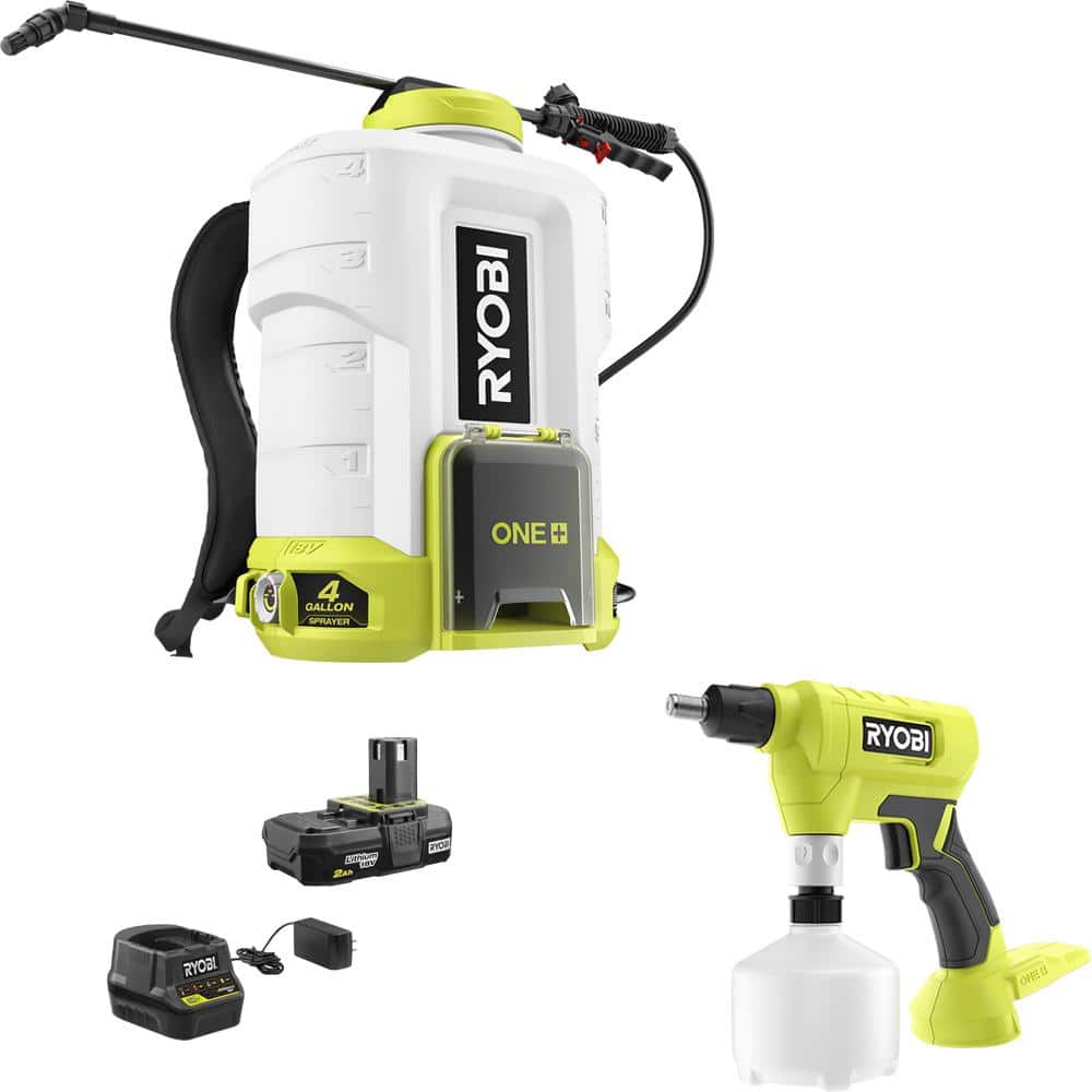 RYOBI ONE+ 18V Cordless Battery Gal. Backpack Sprayer and Compact Chemical  Sprayer with 2.0 Ah Battery and Charger P2860-P28014BTL The Home Depot