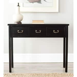 Cindy 40 in. 3-Drawer Black Wood Console Table