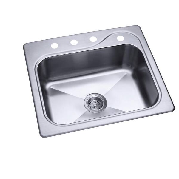 STERLING Southhaven Stainless Steel 22x25x8 4-Hole Single Basin Kitchen Sink