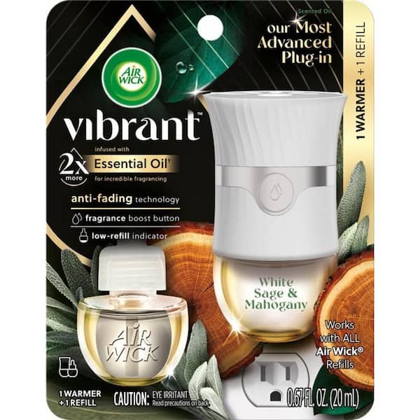 Air Wick Plug-in Air Freshener Vibrant White Sage and Mahogany Kit 1 Warmer 1 Refill