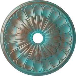 1-3/8 in. x 26-3/4 in. x 26-3/4 in. Polyurethane Elsinore Ceiling Medallion, Copper Green Patina