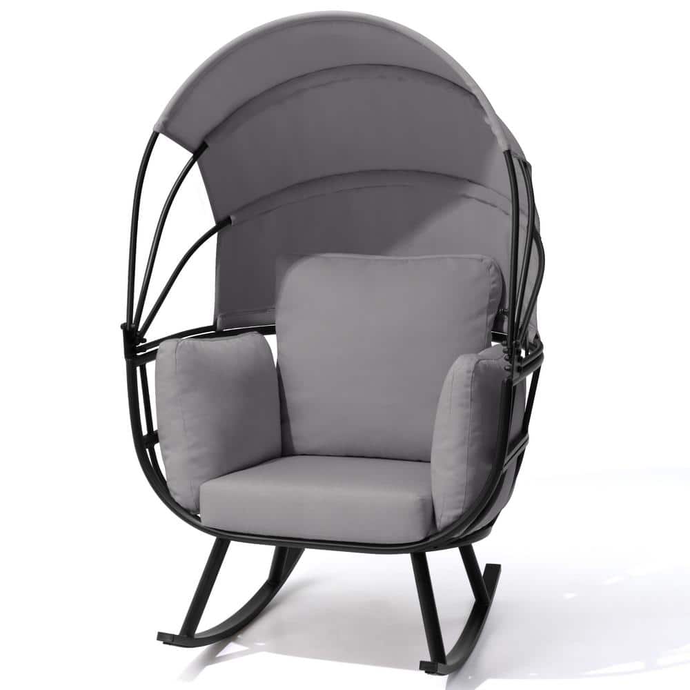 Pellebant Rocking Egg Shaped Metal Outdoor Lounge Chair with Pellebant Rocking Egg Shaped Metal Outdoor Lounge Chair with