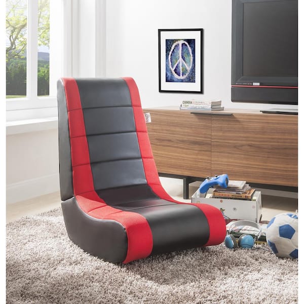 Loungie Rockme Black/Red PU Leather Folding Game Chair With Armless