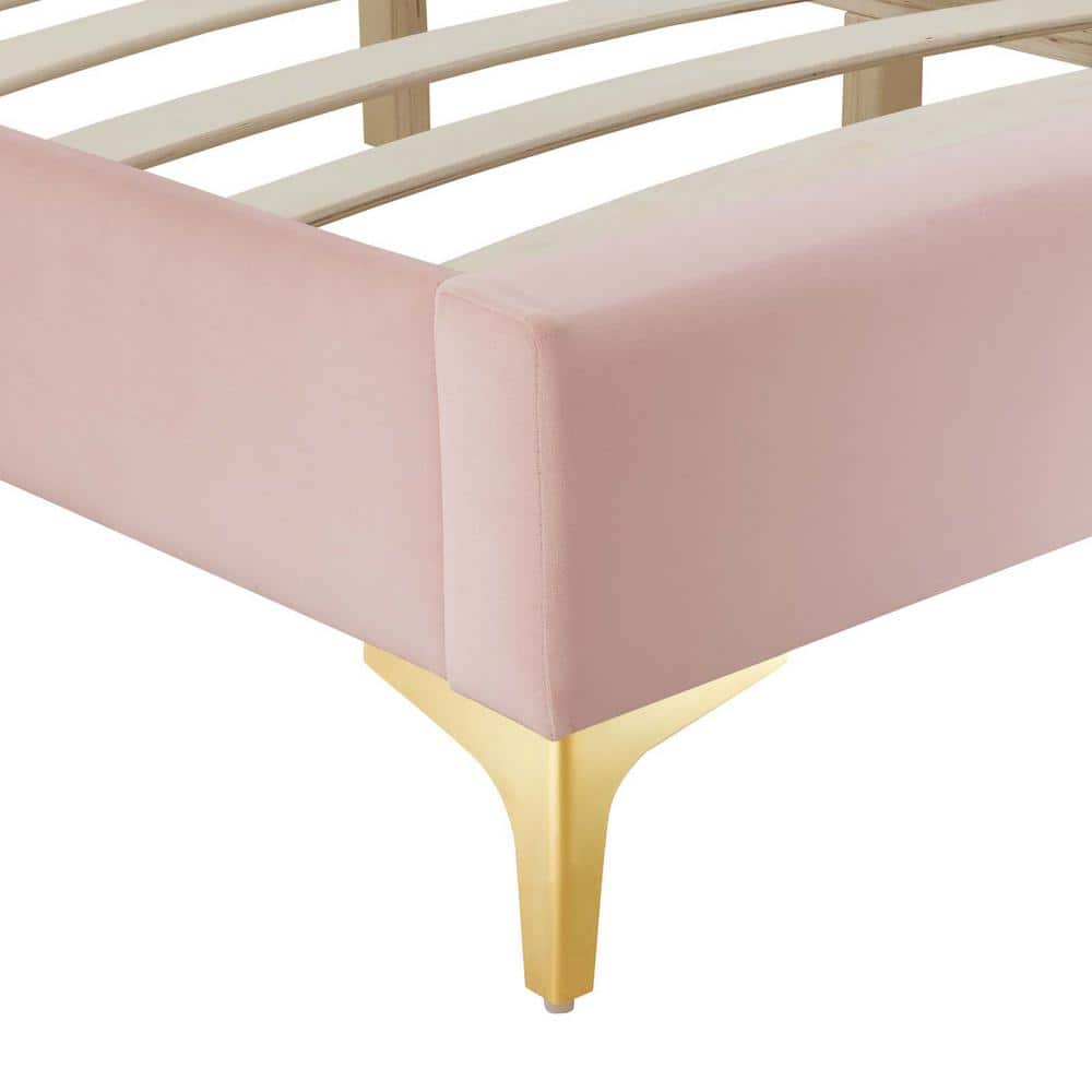 Sutton King Size Performance Velvet Upholstered Bed Frame in Pink