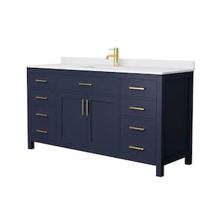 Beckett 66 in. W x 22 in. D Single Vanity in Dark Blue with Cultured Marble Vanity Top in White with White Basin