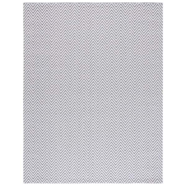 Martha Stewart Blue/Cream 9 ft. x 12 ft. Border Chevron Indoor/Outdoor Area Rug