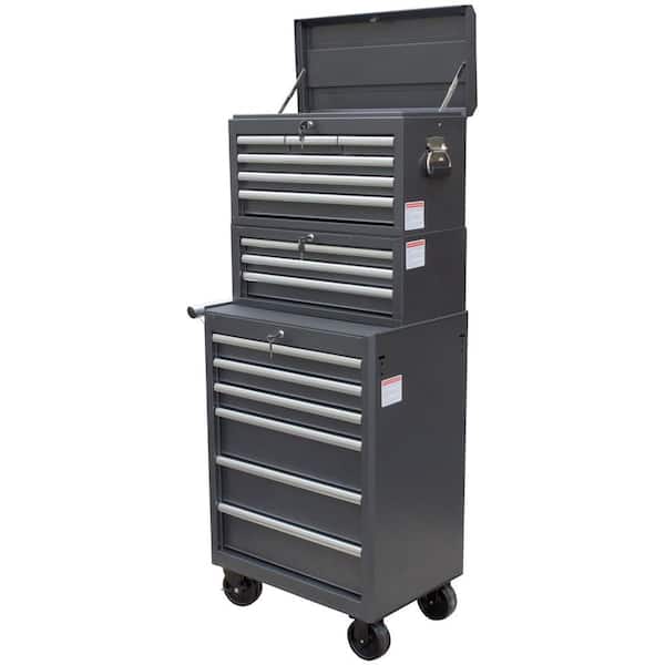 WEN 26 in. 15-Drawer Tool Chest and Cabinet Combo, Black (3-Piece)