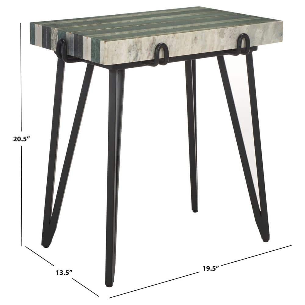 Marlin 21" Multi Marble and Black Metal Side Table