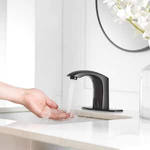 Automatic Sensor Touchless Bathroom Sink Faucet With Deck Plate In Matte Black