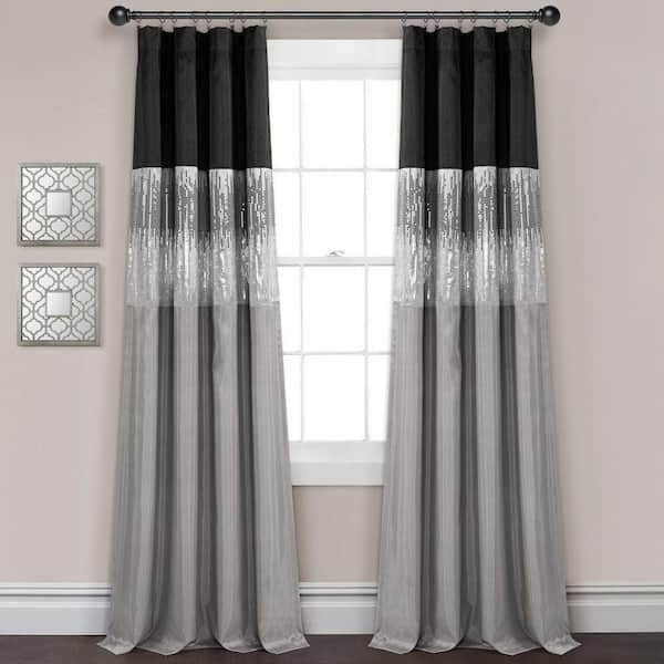 Night Sky 100% Lined Blackout Window Curtain Panel Black/Gray Single 42X84
