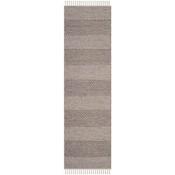 SAFAVIEH Montauk Ivory/Anthracite 2 ft. x 10 ft. Geometric Runner Rug