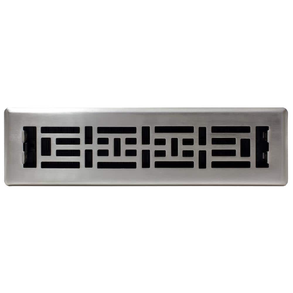 Brushed Nickel 2" x 12" Oriental Design Floor Register