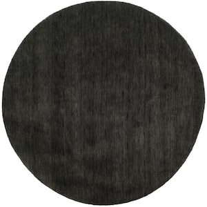 Himalaya Charcoal 6 ft. x 6 ft. Round Solid Area Rug