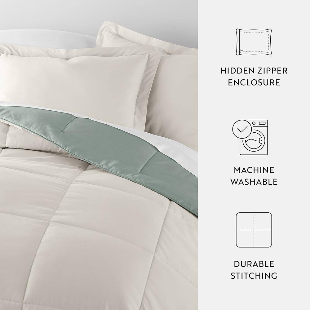 Eucalyptus and Natural Reversible Down Alternative Full Comforter Set