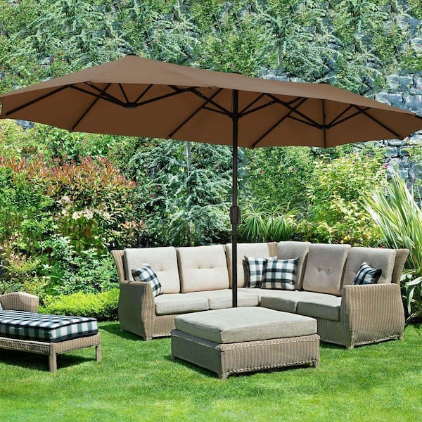 13 foot market patio umbrella MFSTUDIO 13ft Outdoor Umbrella, Double Sided Large Rectangular Table Twin Triple Rectangle Umbrellas with Crank Handle for Outside Picnic Backyard Deck Pool (no base) : Patio, Lawn The robust Summit Living 13 ft Large