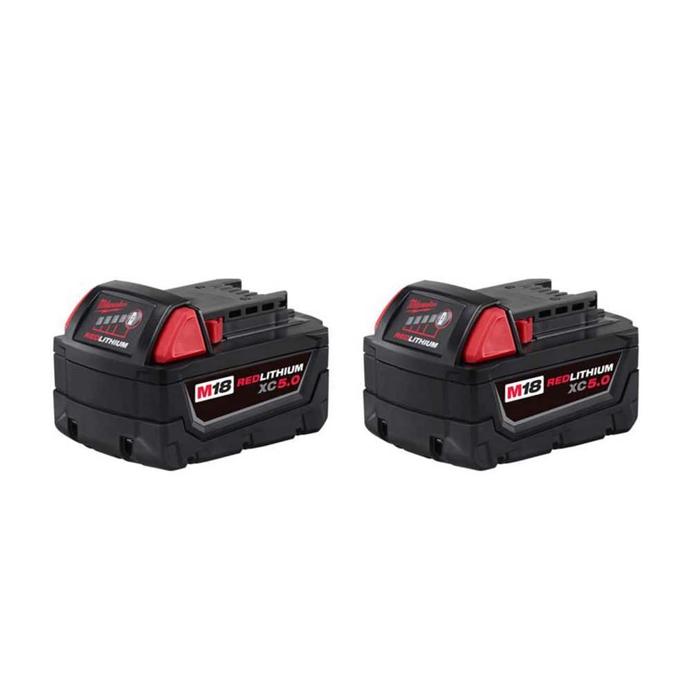 Milwaukee M18 18-Volt 5.0 Ah Lithium-Ion XC Extended Capacity Battery Pack (2-Pack) 48-11-1850-48-11-1850