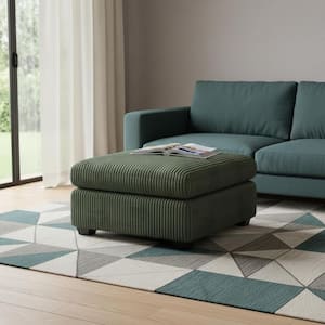 Green Fabric Square Accent Ottoman