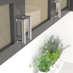 Torcello Collection 3 3/4 in. (96 mm) Beaded Brushed Nickel Transitional Rectangular Cabinet Bar Pull