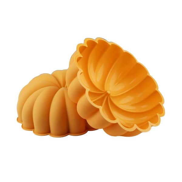 Large Pumpkin Shape Silicone Bundt Cake Pan Non-stick Food Grade Easy Release Cake Mold 2-Pack