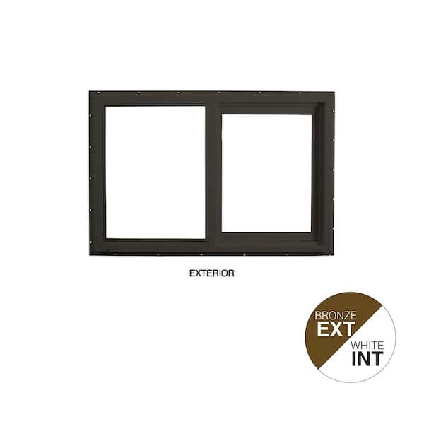 71.5 in. x 35.5 in. Select Series Vinyl Horizontal Sliding Left Hand Bronze Window with White Int, HP2+ Glass and Screen