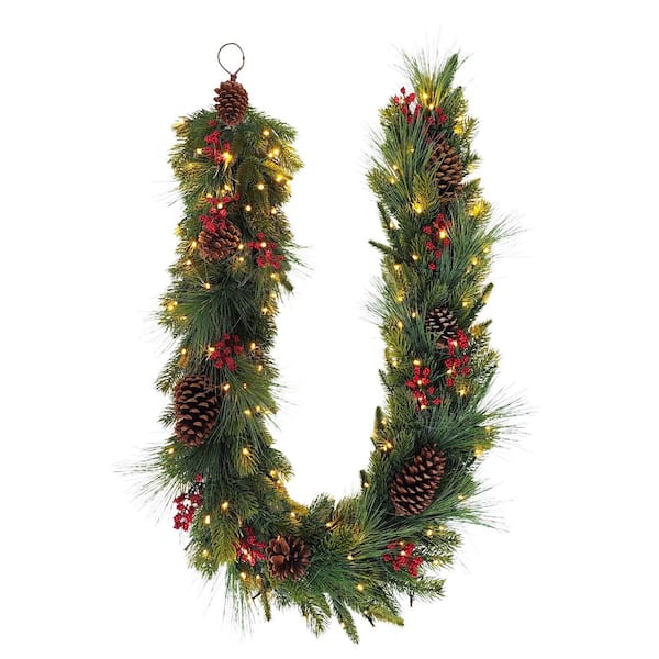 6 ft. x 10 in. Pre-Lit Battery-Operated Adorned Artificial Christmas Garland