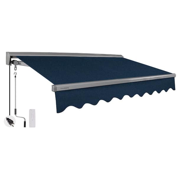 Advaning 13 ft. Classic Series Semi-Cassette Electric w/Remote Retractable Patio Awning, Navy (10 ft. Projection)