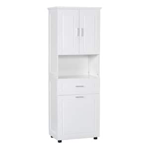 24.72 in. W x 16.29 in. D x 69.92 in. H White Linen Cabinet with Laundry Basket