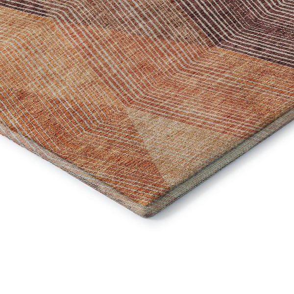 Mayfield Premium Machine Washable Abstract AMF962 Orange 8 ft. x 10 ft. Area Rug