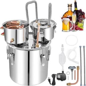 Alcohol Still 13.2 Gal. Stainless Steel Water Copper Tube Home Brewing Kit Alcohol Distiller for DIY Brandy, Silver