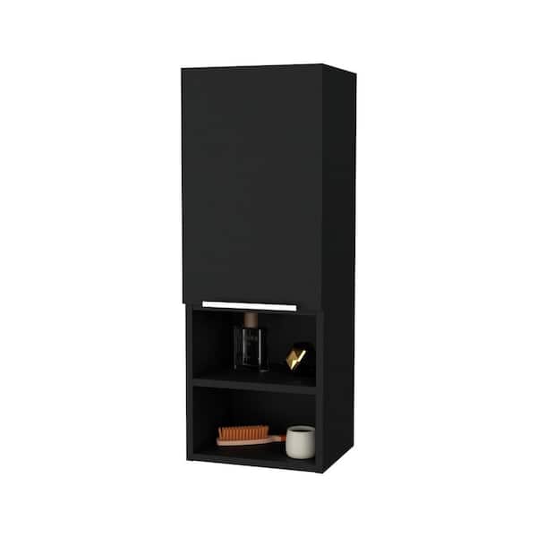 11.8 in. W x 32 in. H Rectangular Black MDF Surface Mount Medicine Cabinet without Mirror, with 4 Shelves