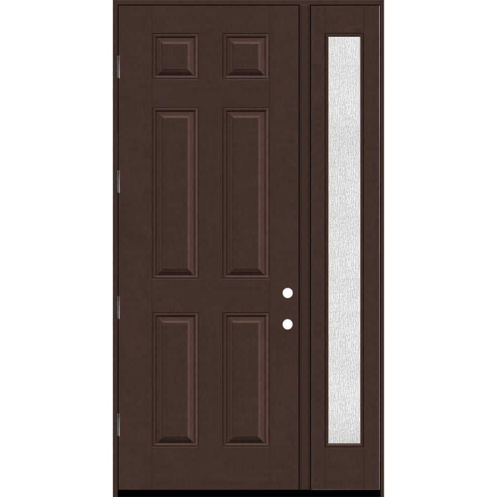 Regency 51 in. x 96 in. 6 Panel RHOS Chestnut Stain Mahogany Fiberglass Prehung Front Door w/Rain 12 in. SL 6-9/16 price history on PriceWatchPro