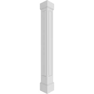 7-5/8 in. x 10 ft. Premium Square Non-Tapered Raised Panel PVC Column Wrap Kit, Mission Capital and Base