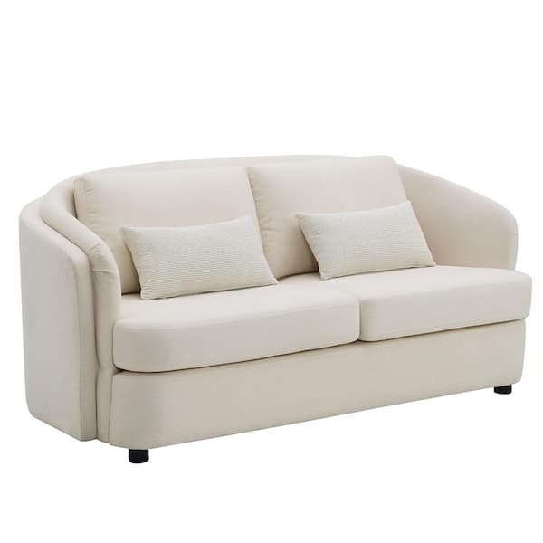 Acme Furniture Mariko 34 in. Beige Linen Solid Linen 2 Seat Loveseat with No Additional Features