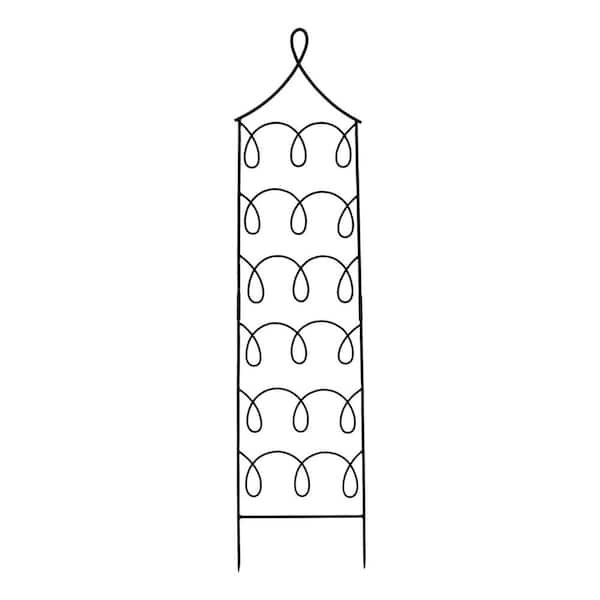 Achla Designs 72 in. H Black Powdercoated Wrought Iron Outdoor Garden Gingerbread Cottage Trellis