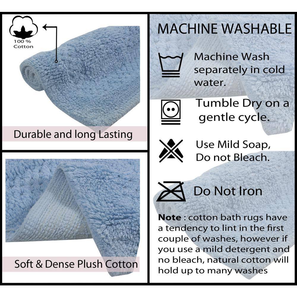 Blue Cotton Tufted 3-Piece Bath Rug Set