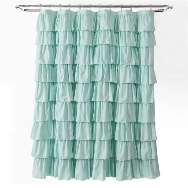 Ruffle Shower Curtain Light Turquoise, Blue Ombre Ruffle Shower Curtain