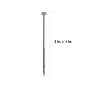 1/4 in. x 6 in. Hex Head Multi-Purpose Hex Drive Structural Wood Screw - Hot Dip Galvanized (250-Pack)